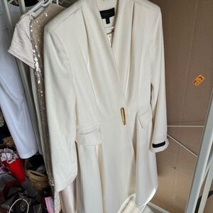 Donna Karan Cream Wool Blend Coat